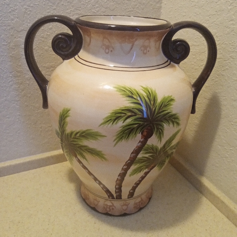 Corsica Hand Painted & Hand Crafted Design Palm Tree Vase.